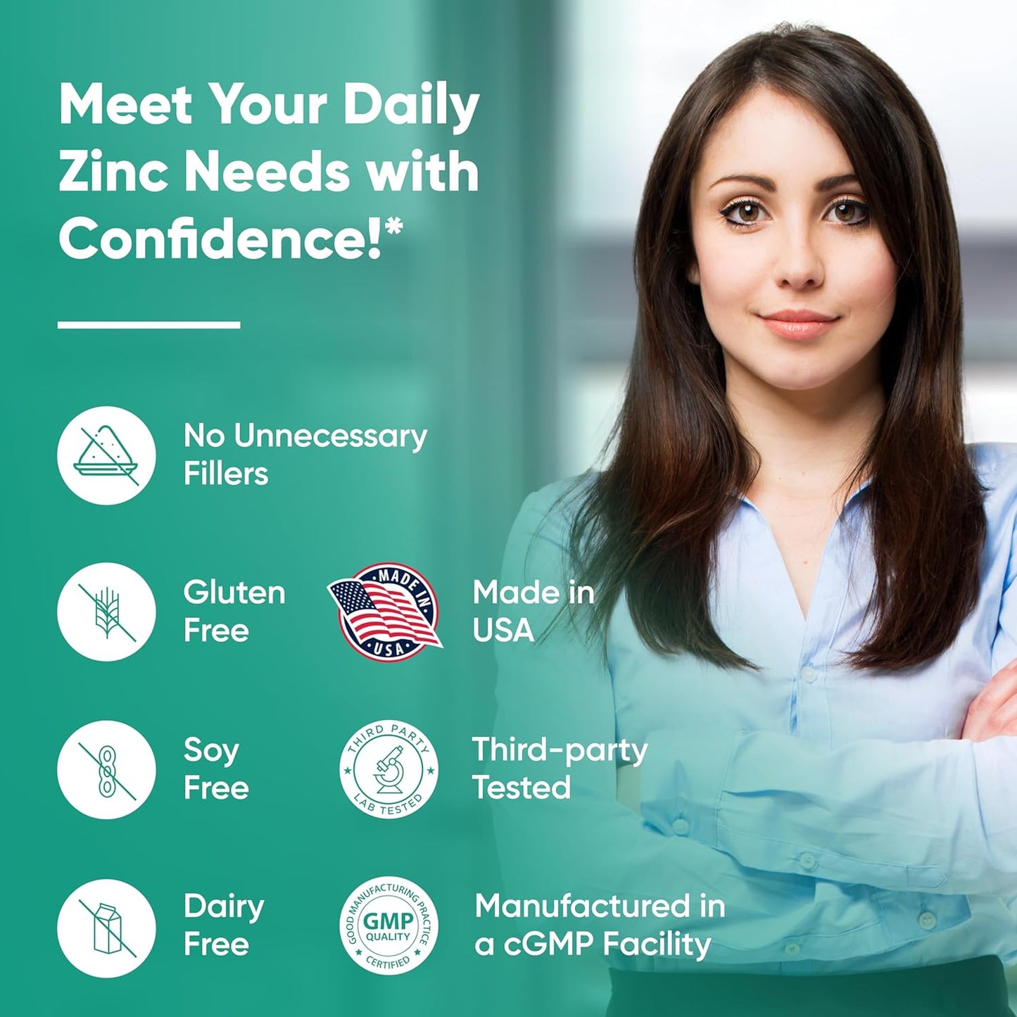 High Potency Sandhu's Zinc 50mg Supplement - 120 Count for 4 Months Supply - Made in USA - Immune & Antioxidant Support - Superior Absorption Capsules