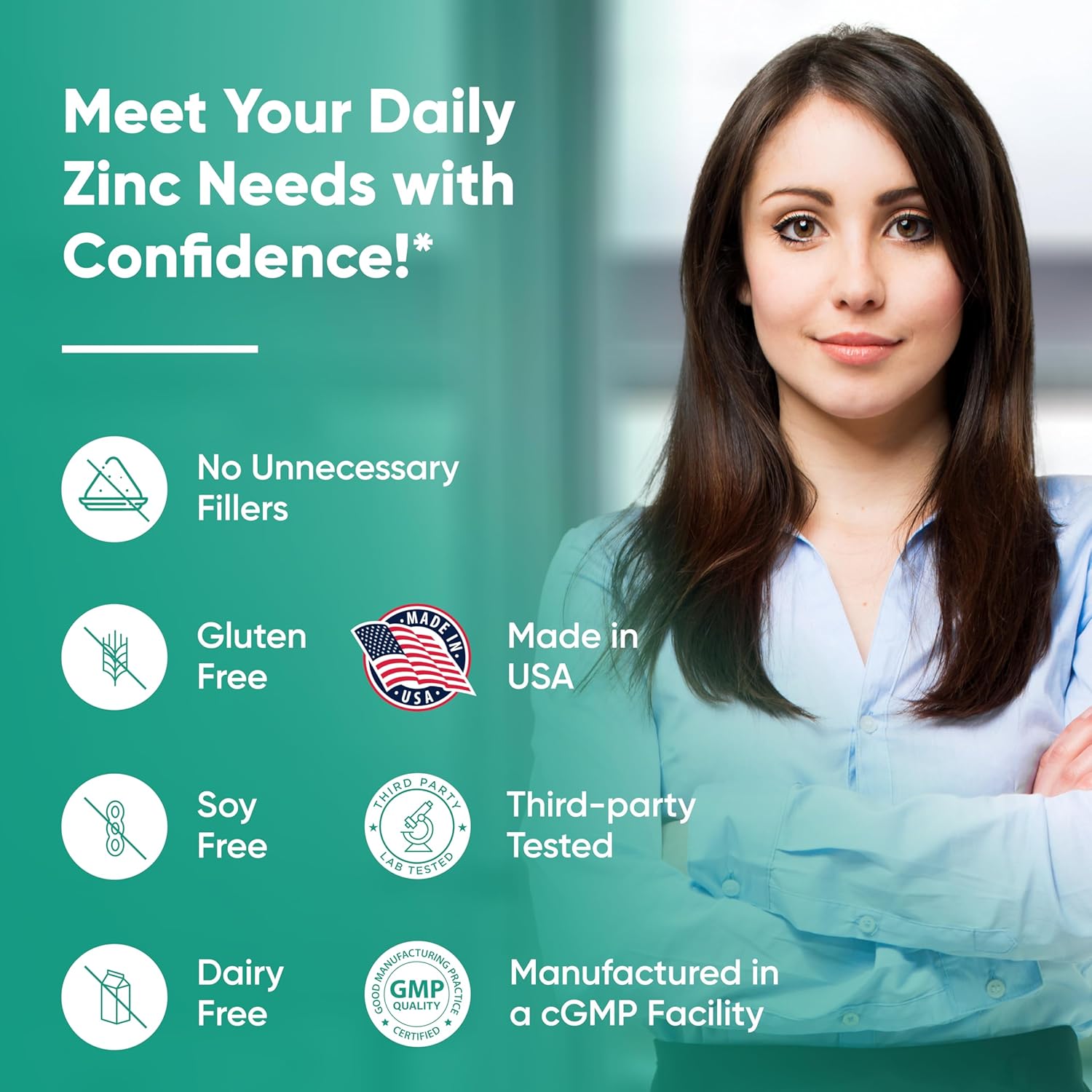 High Potency Sandhu's Zinc 50mg Supplement - 120 Count for 4 Months Supply - Made in USA - Immune & Antioxidant Support - Superior Absorption Capsules