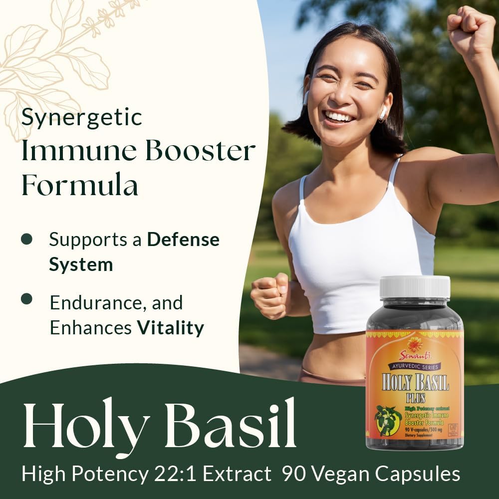 High Potency Sewanti Holy Basil Plus Ayurvedic Series 22:1 Extract Immune Booster Formula - 90 Vegan Capsules