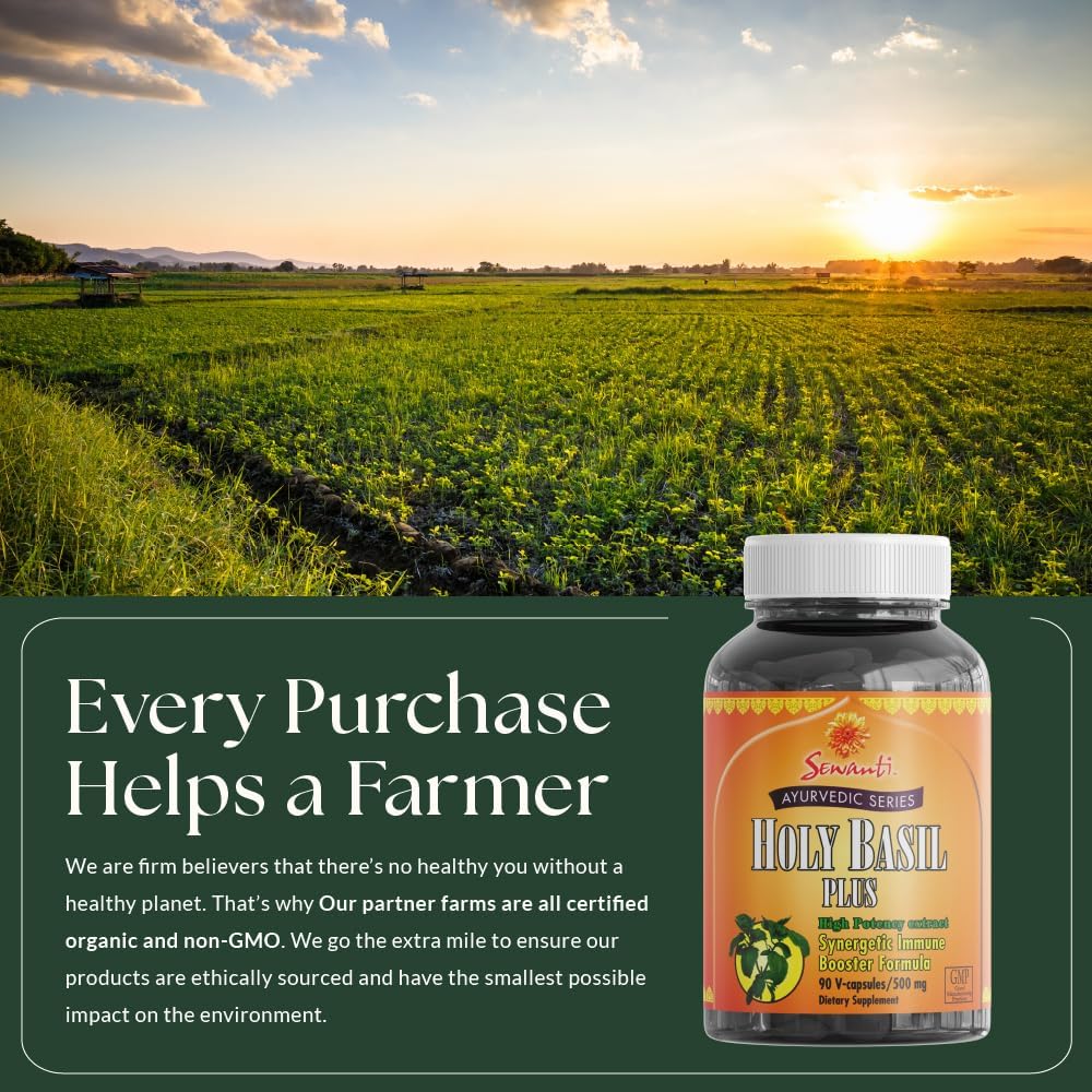 High Potency Sewanti Holy Basil Plus Ayurvedic Series 22:1 Extract Immune Booster Formula - 90 Vegan Capsules