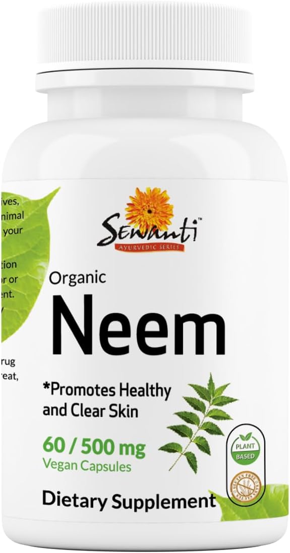 High Potency Sewanti Neem Capsules for Skin Health, Immune Support & Digestive Balance - 500mg Herbal Supplement