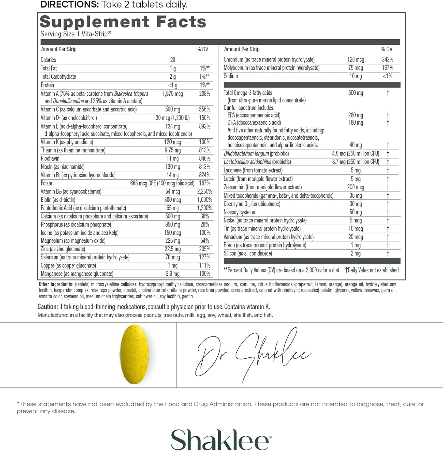 High-Potency Shaklee Vita-Lea Gold® with Vitamin K for Adults 50+ - Supports Heart, Immune, Bone, & Joint Health - Promotes Energy & Aging - 120 Tablets