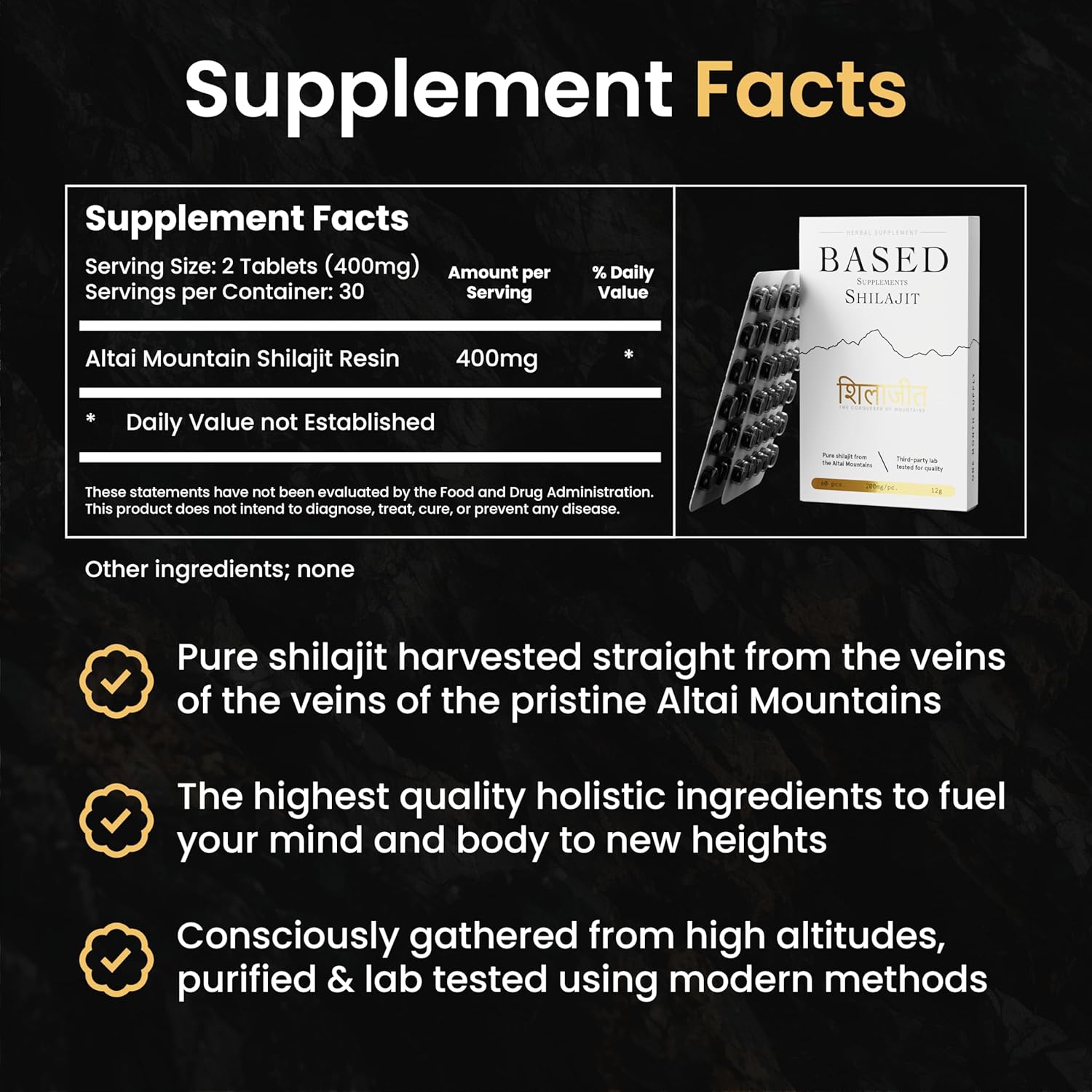 High Potency Shilajit Tablets and Resin Bundle for Energy and Immune Support | Rich in Fulvic Acid and 85+ Trace Minerals | 60 Tablets + 60 Servings | Men and Women's Supplement