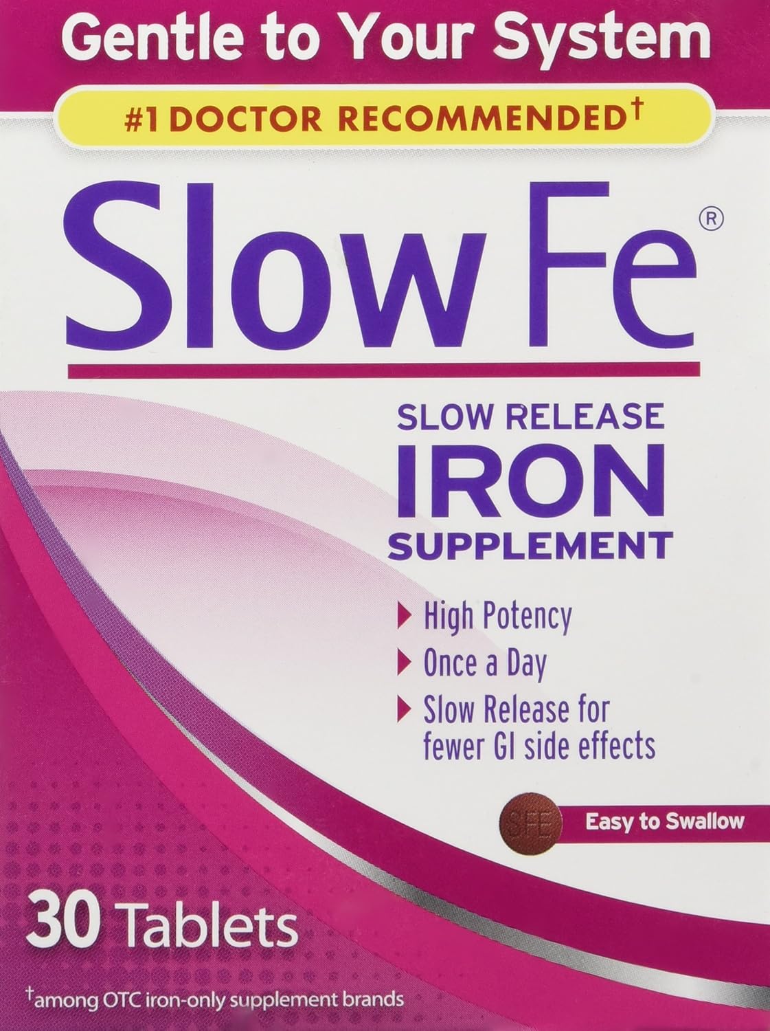 High Potency Slow-Release Iron Supplement - Gentle on Your System - 90 Tablets in Total