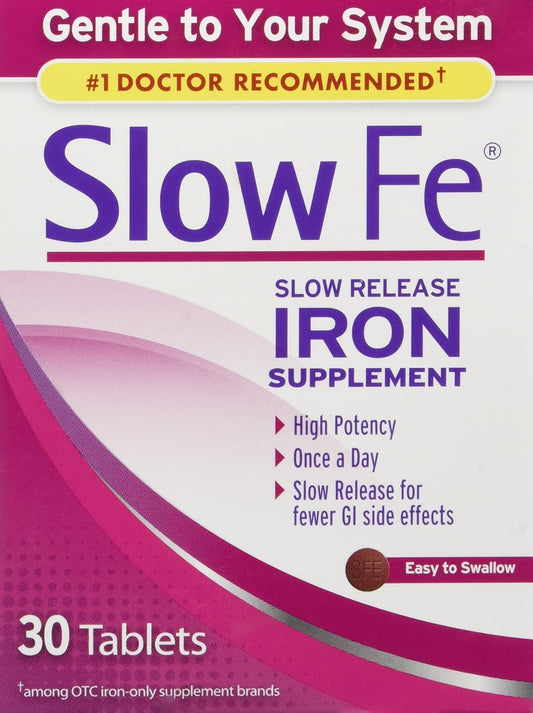 High Potency Slow-Release Iron Supplement - Gentle on Your System - 90 Tablets in Total