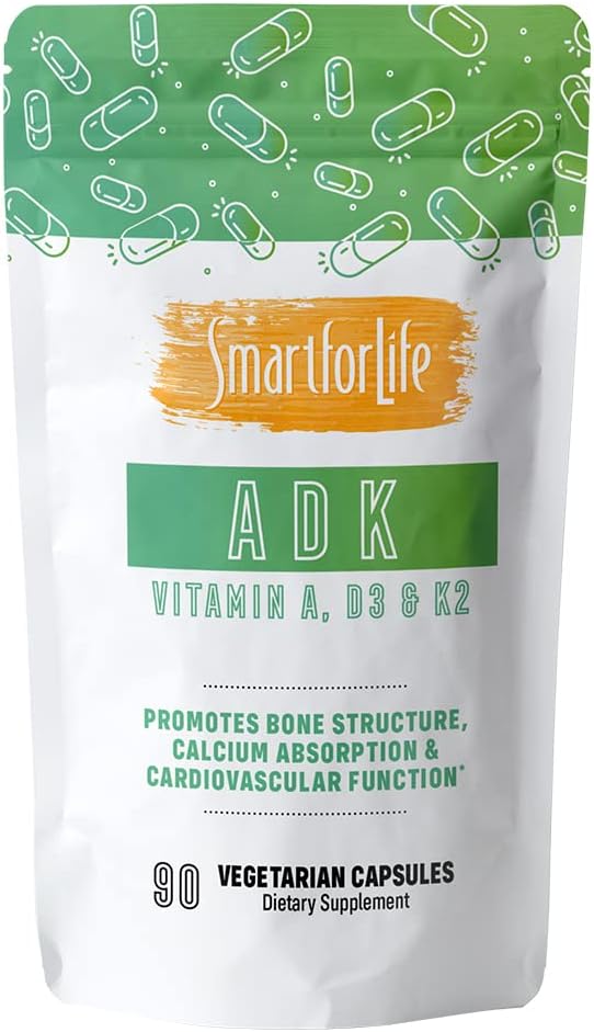 High Potency Smart for Life ADK Vitamins Supplement for Bone and Heart Health - 5,000 IU Vitamin A, 5,000 IU Vitamin D3, 500mcg Vitamin K2