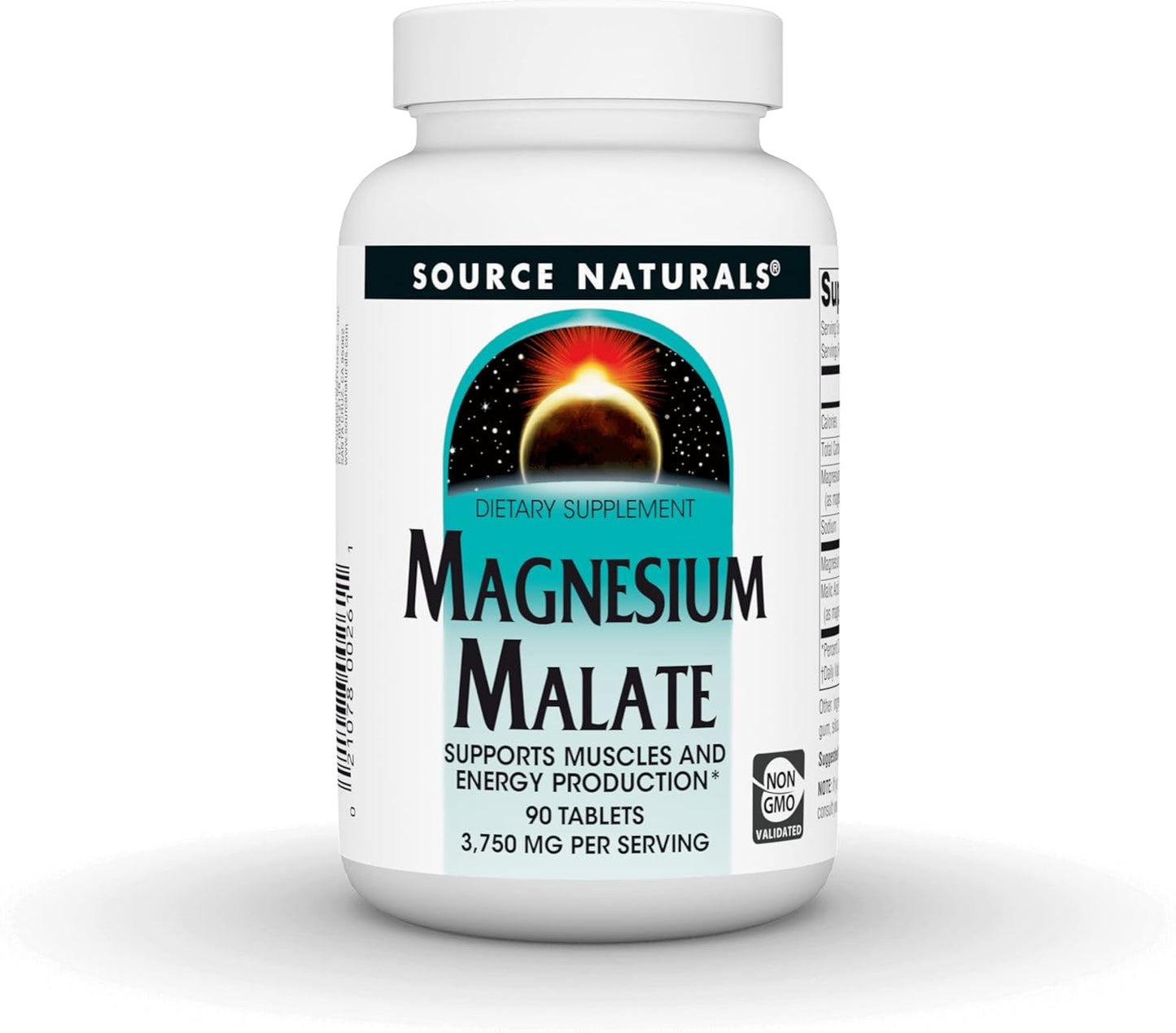 High Potency Source Naturals Magnesium Malate Tablets - 3,750 MG per Serving - Supports Muscle Function and Energy - 90 Count