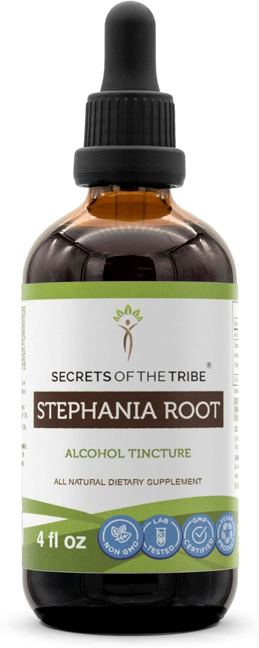 High-Potency Stephania Root Alcohol Extract Tincture - 4 oz, Wildcrafted Herbal Drops from Secrets of the Tribe