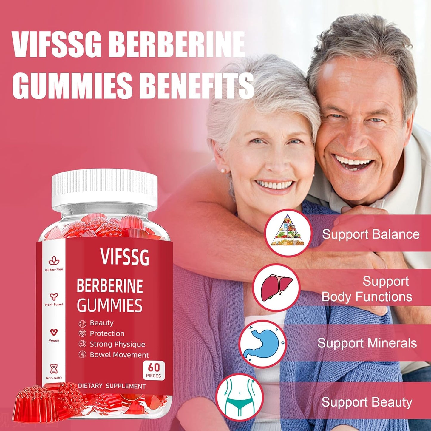 High Potency Sugar-Free Berberine and Ceylon Cinnamon Gummies with Magnesium and Sea Moss - 60 Gummies
