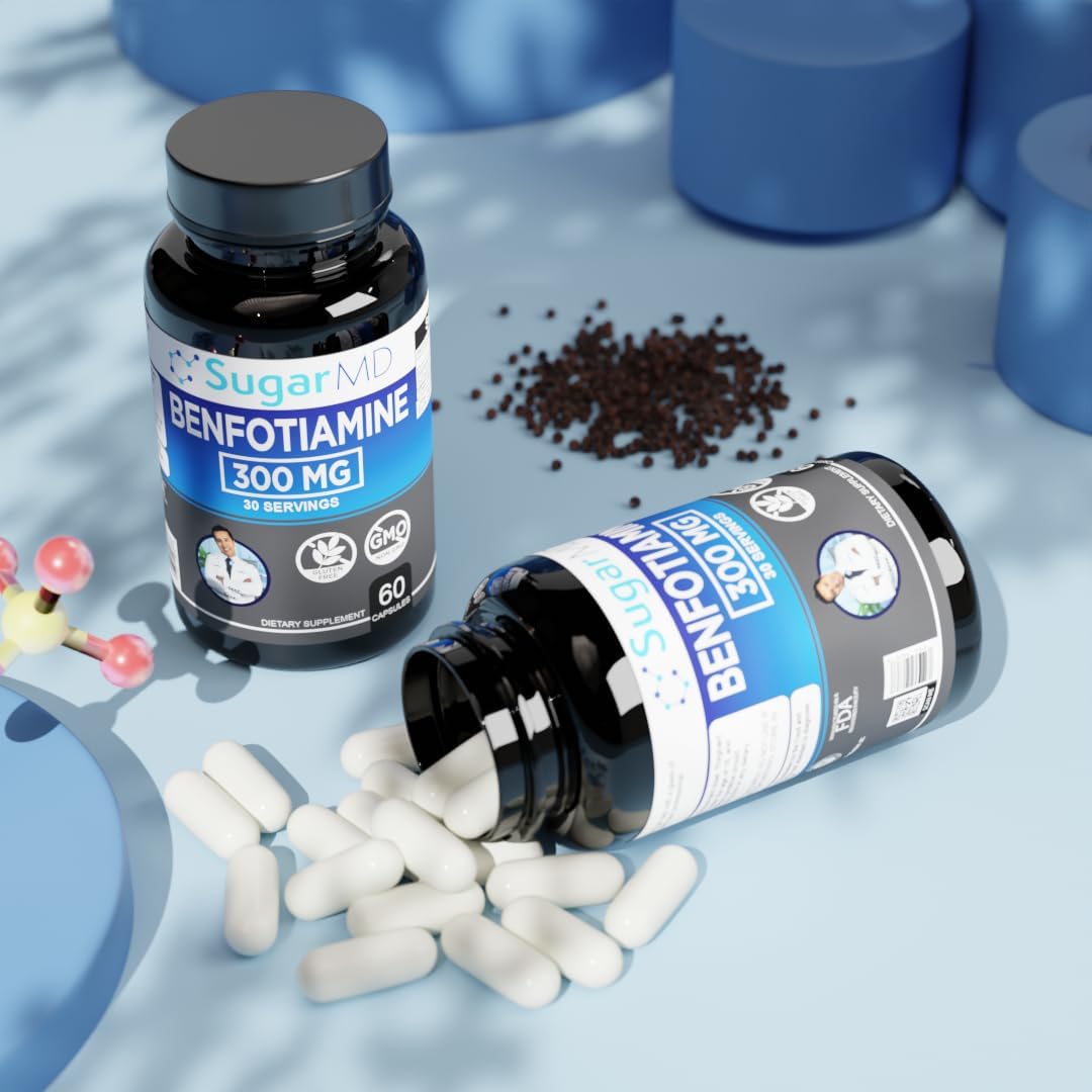 High Potency SugarMD Benfotiamine Capsules - 300 MG Supplement for Blood Sugar Support