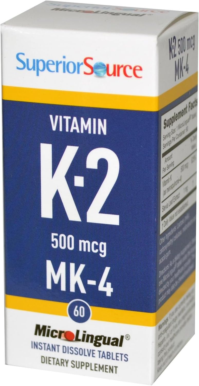 High Potency Superior Source Vitamin K-2 MK-4 500mcg Sublingual Tablets - 60 Count