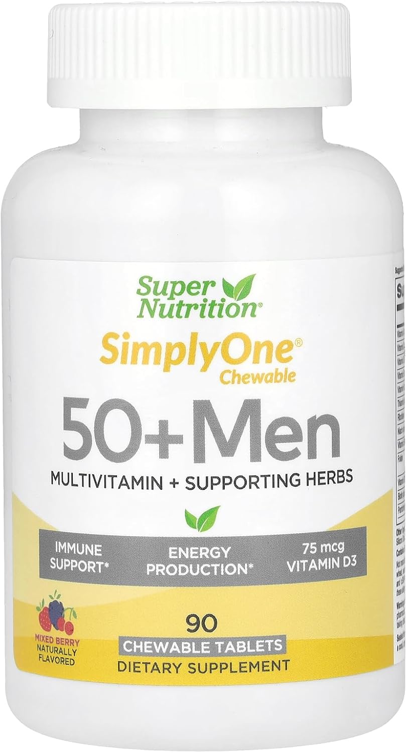 High-Potency SuperNutrition Multi-Vitamin Chewable Tablets for Men 50+ - Wild Berry Flavor - 90 Count, 3 Month Supply