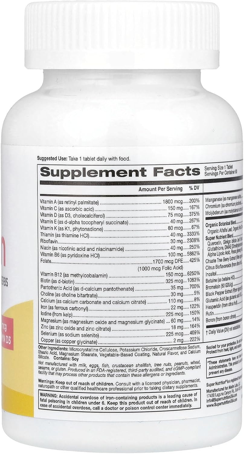High-Potency SuperNutrition SimplyOne Multi-Vitamin for Women - 90 One/Day Tablets
