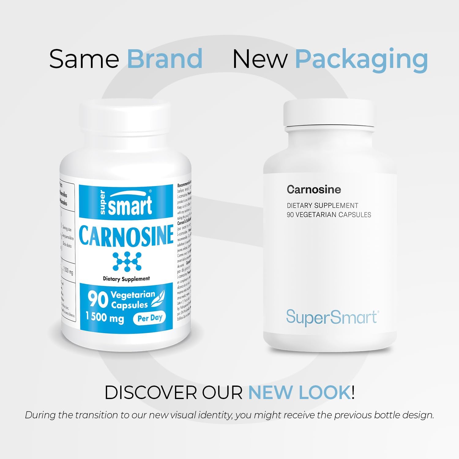 High Potency Supersmart Carnosine Supplement - 1500mg Daily Dipeptide L-Carnosine Capsules - Non-GMO, Vegetarian - 90 Count