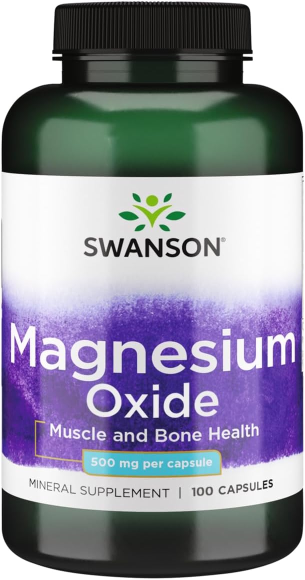High Potency Swanson Magnesium Oxide Capsules – 500 mg, 100 Count