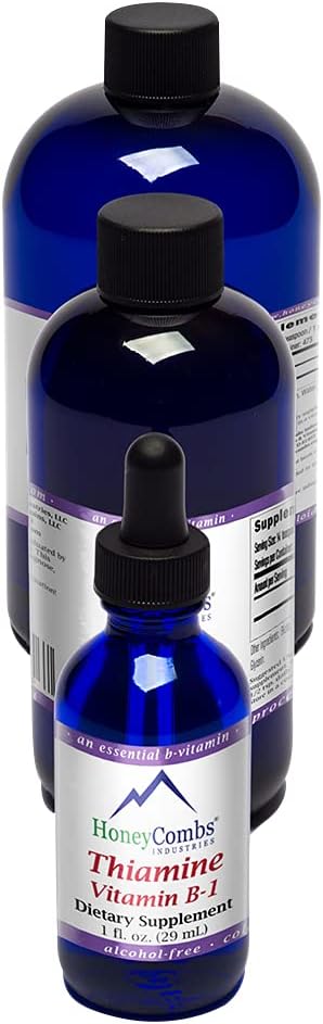High Potency Thiamine Vitamin B1 Drops - Vegan Liquid Supplement for Nervous System & Digestive Health - Alcohol-Free (16 oz)