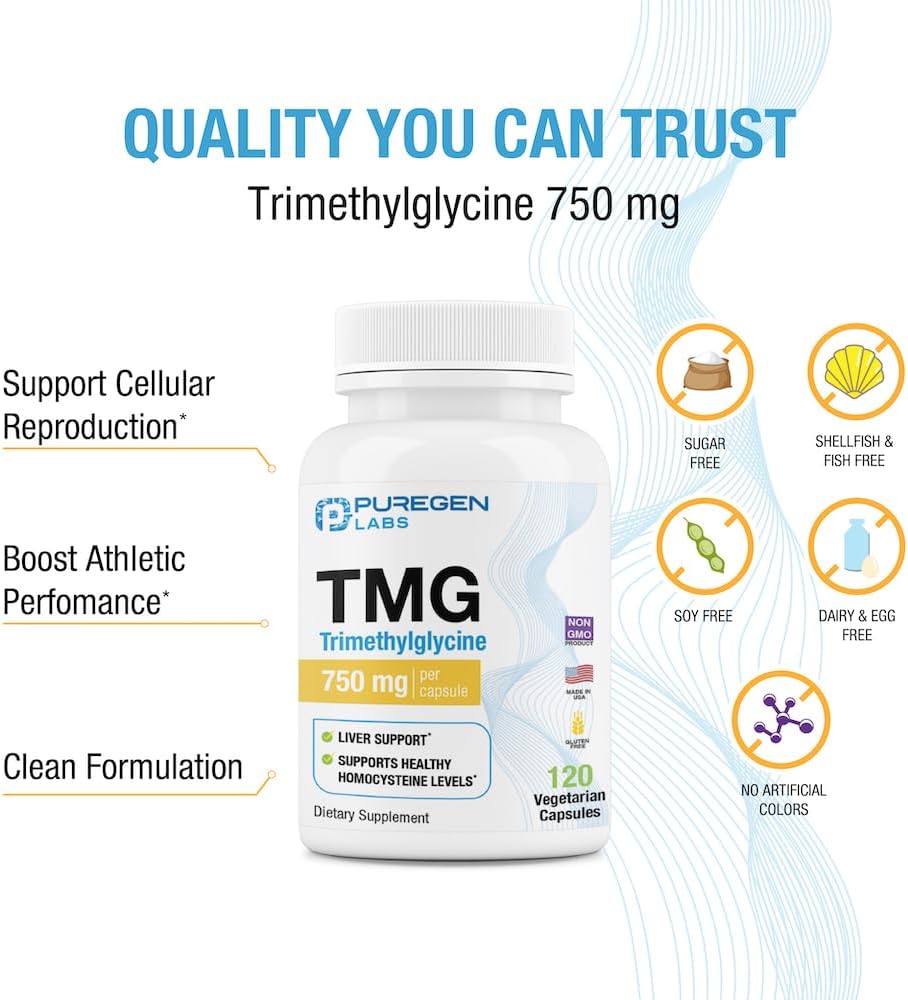 High Potency TMG 750mg Supplement for Healthy Homocysteine Levels - Non-GMO, Gluten-Free, Made in USA - 120 Capsules - BoostGo Australia