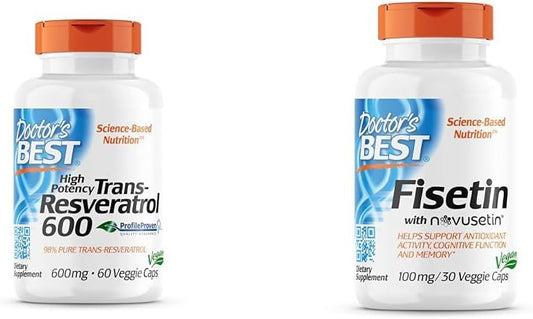 High Potency Trans-Resveratrol & Fisetin Capsules for Cellular Health - Doctor's Best Formula