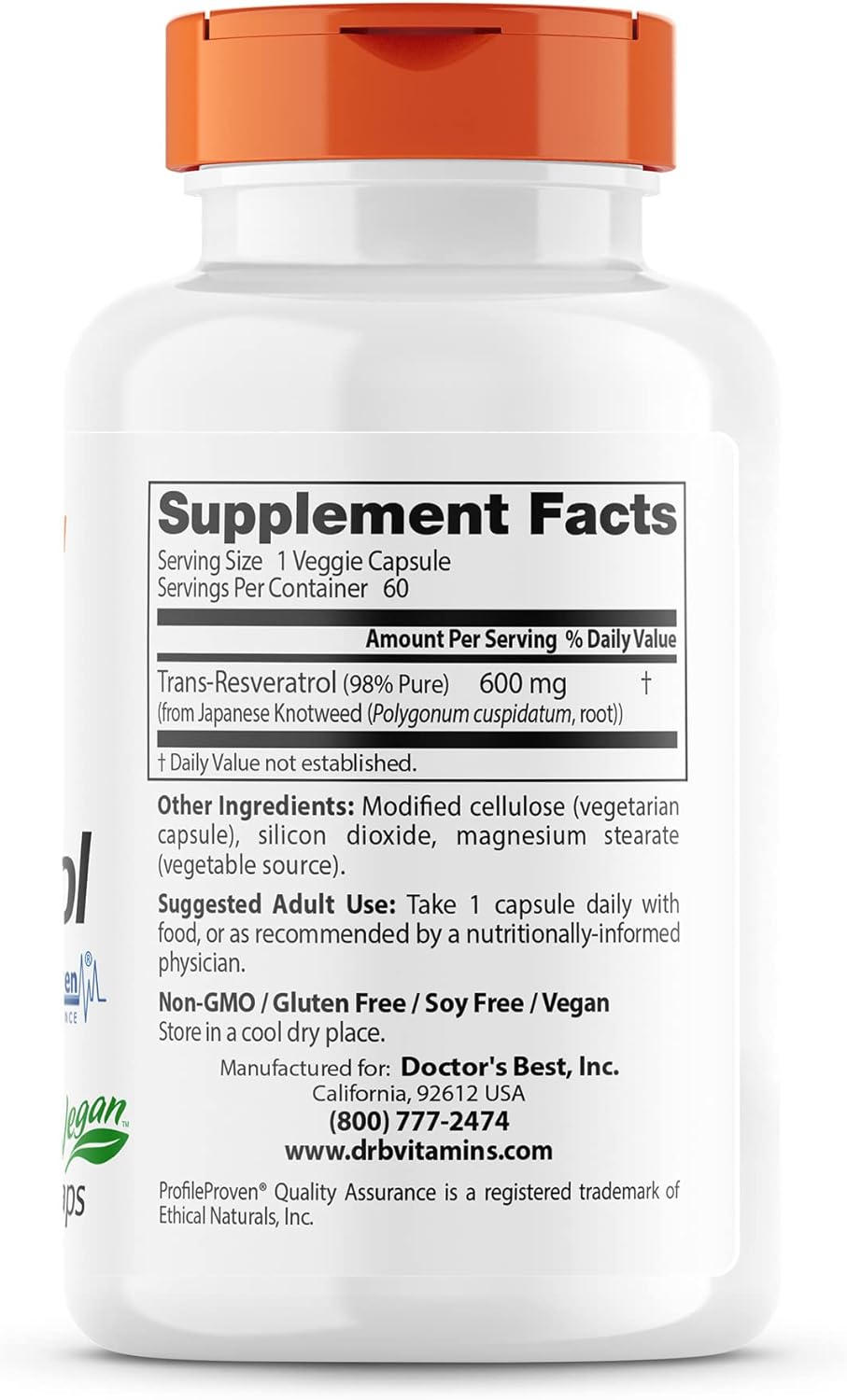 High Potency Trans-Resveratrol & Fisetin Capsules for Cellular Health - Doctor's Best Formula