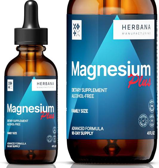 High Potency Triple Complex Magnesium Liquid Drops with Vitamins - 4 oz Family Size - 90-Day Supply - Advanced Absorption Formula