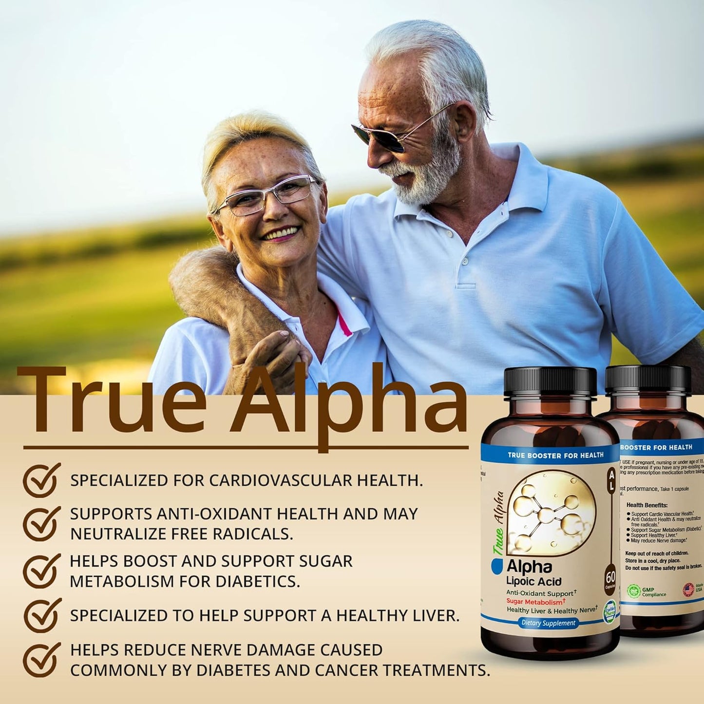 High Potency TRUEMED Alpha Lipoic Acid 600mg - Antioxidant Supplement for Energy, Cellular Health, Immune Support, Skin, Aging, Metabolism - 60 Capsules