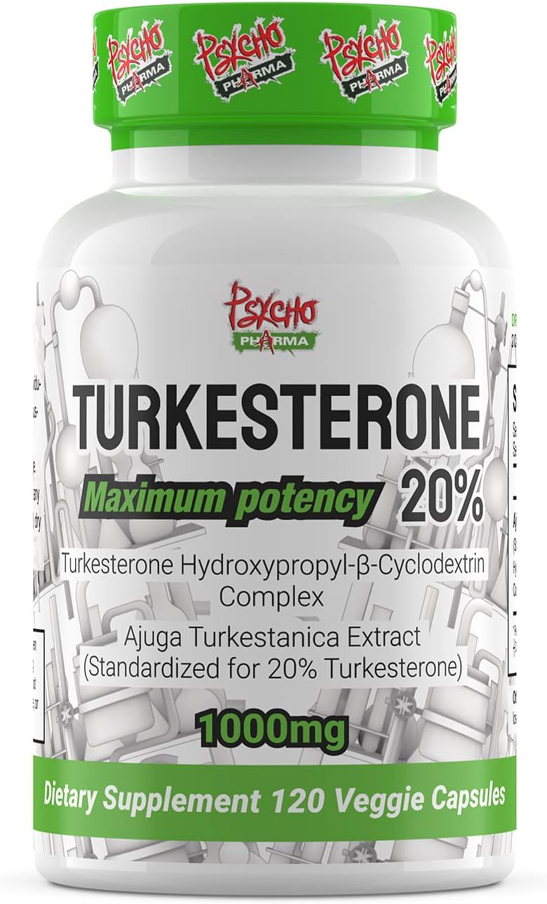 High Potency Turkesterone Supplement with Enhanced Bioavailability - 1000mg (20%) - 120 Capsules (30 Servings)
