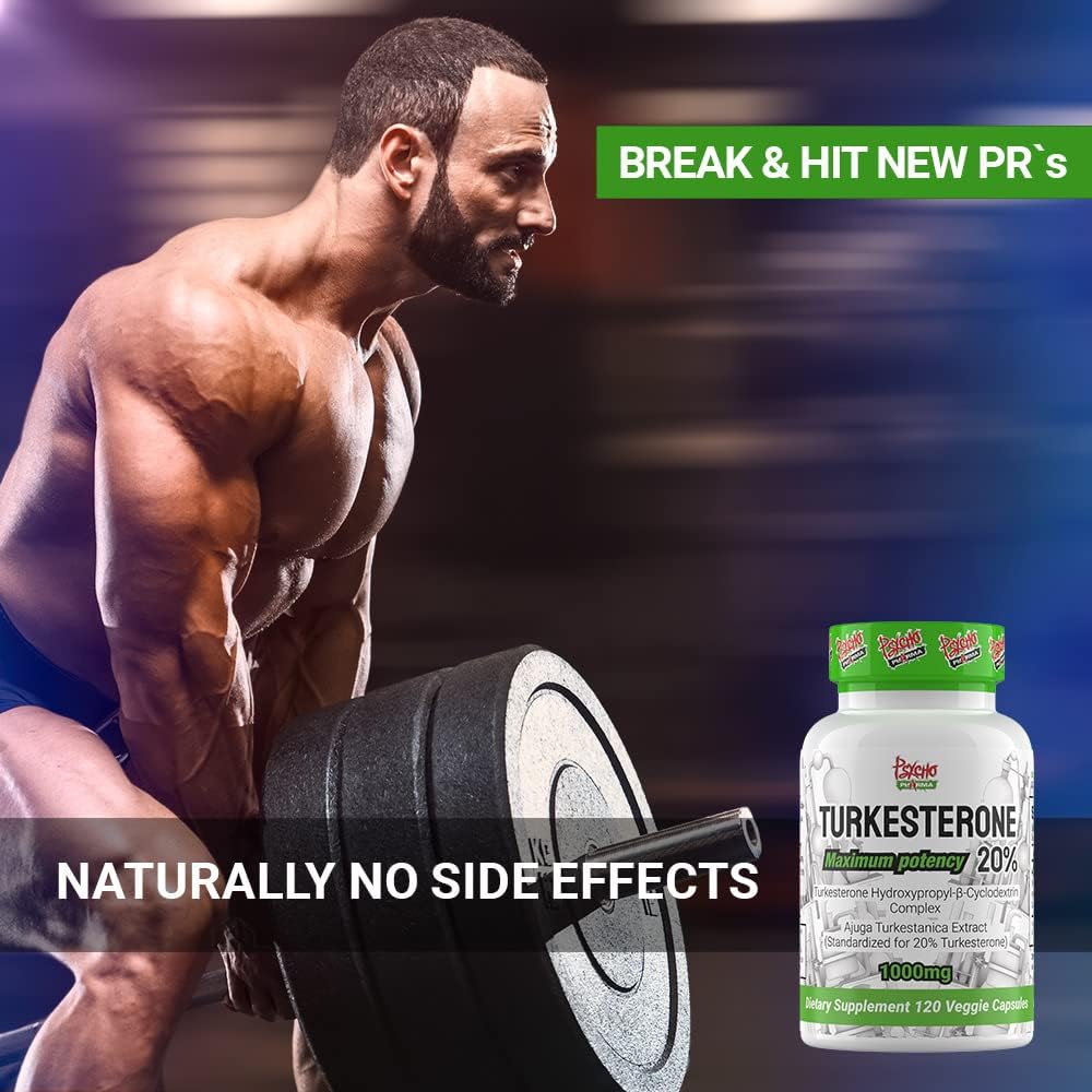 High Potency Turkesterone Supplement with Enhanced Bioavailability - 1000mg (20%) - 120 Capsules (30 Servings)