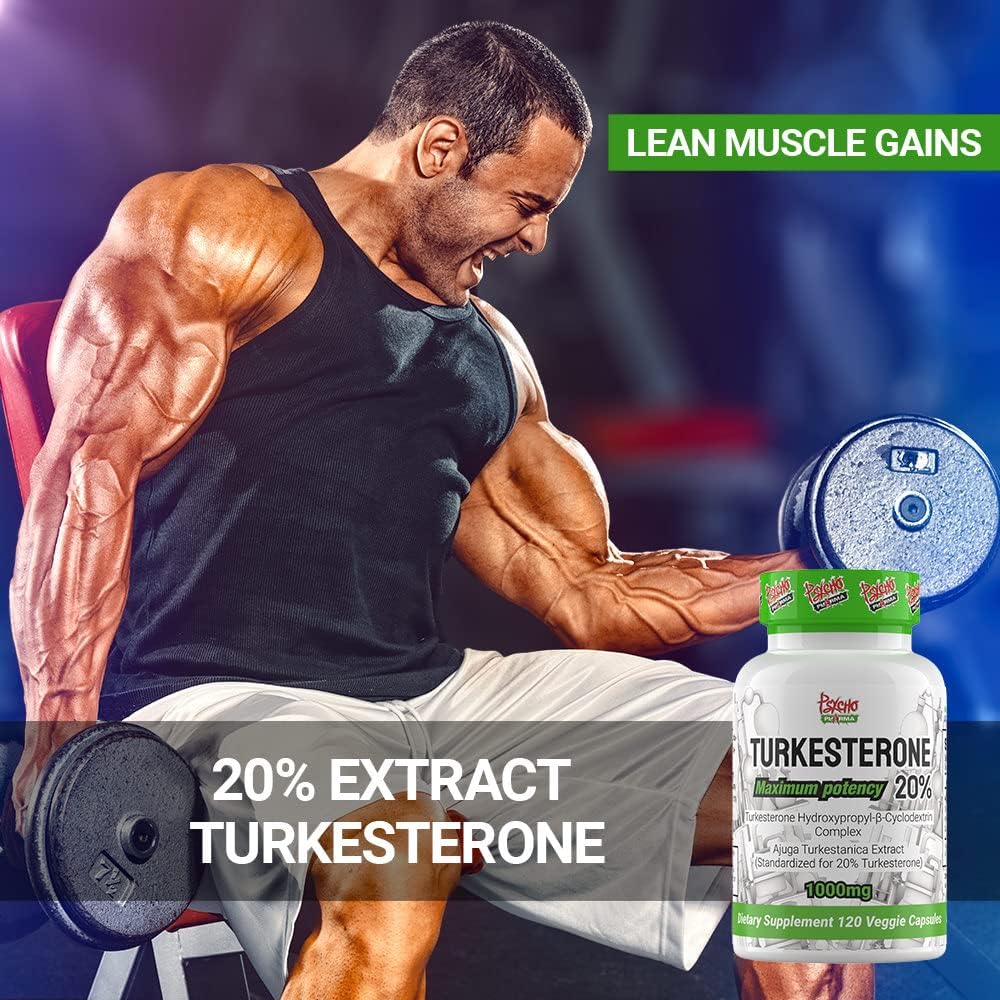 High Potency Turkesterone Supplement with Enhanced Bioavailability - 1000mg (20%) - 120 Capsules (30 Servings)