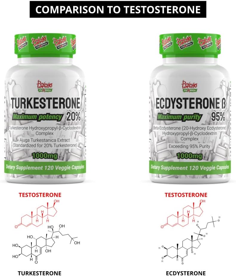 High Potency Turkesterone Supplement with Enhanced Bioavailability - 1000mg (20%) - 120 Capsules (30 Servings)