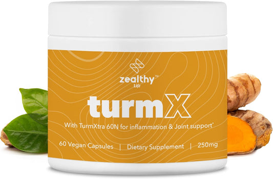 High-Potency Turmeric Capsules for Joint Support - Non-GMO Turmeric Supplements, 250mg per Capsule, Vegan-Friendly - Zealthy Life TurmX Tumeric Capsules