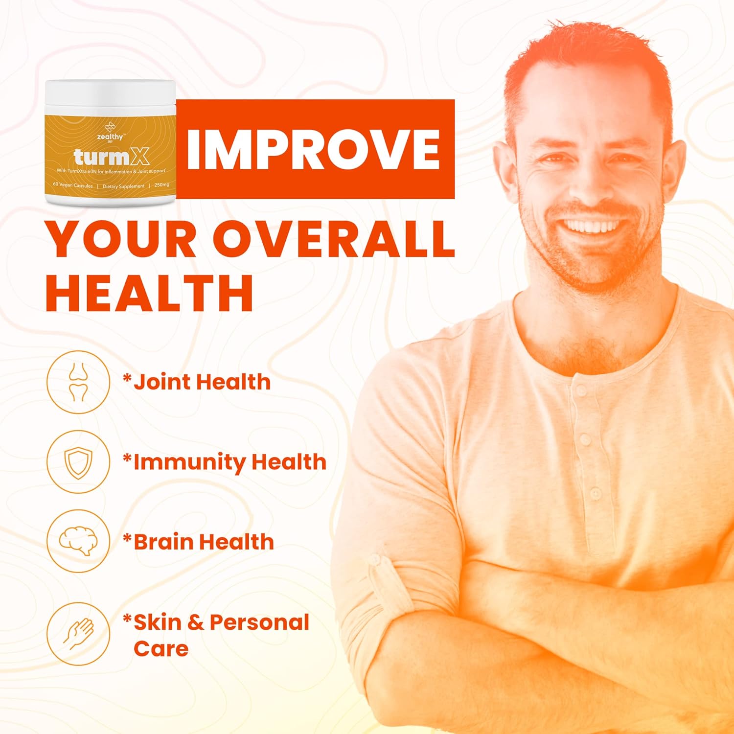 High-Potency Turmeric Capsules for Joint Support - Non-GMO Turmeric Supplements, 250mg per Capsule, Vegan-Friendly - Zealthy Life TurmX Tumeric Capsules