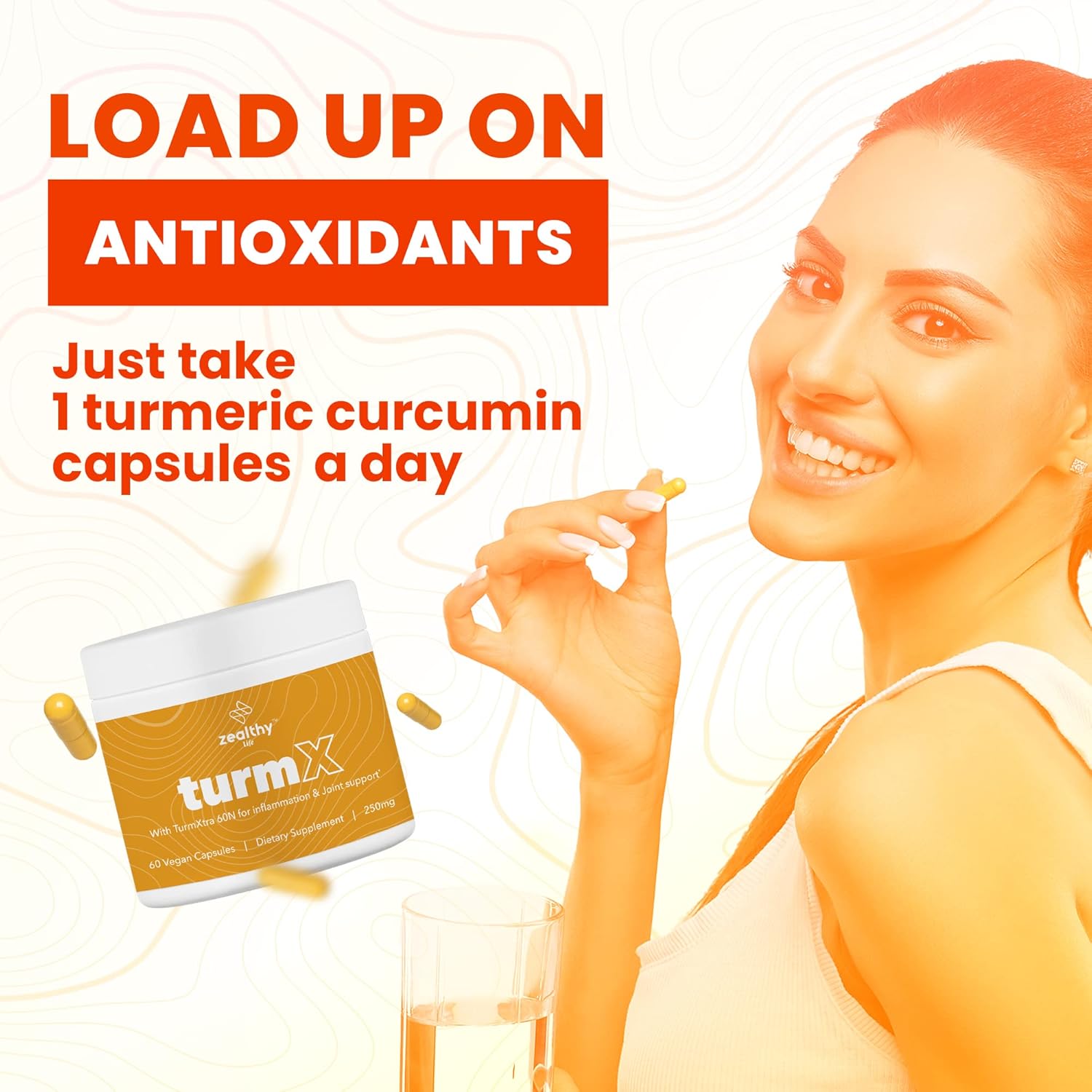 High-Potency Turmeric Capsules for Joint Support - Non-GMO Turmeric Supplements, 250mg per Capsule, Vegan-Friendly - Zealthy Life TurmX Tumeric Capsules