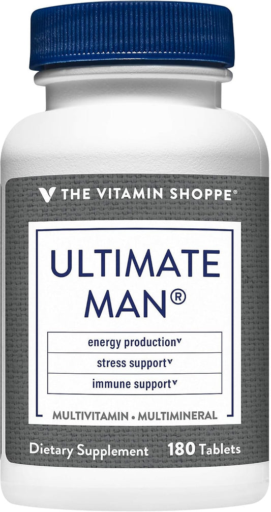 High Potency Ultimate Man Multivitamin - Energy & Antioxidant Blend for Men's Health - Gluten & Dairy Free - 180 Tablets