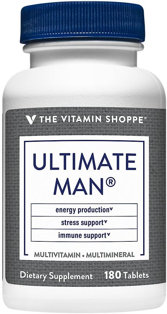 High Potency Ultimate Man Multivitamin - Energy & Antioxidant Blend for Men's Health - Gluten & Dairy Free - 180 Tablets
