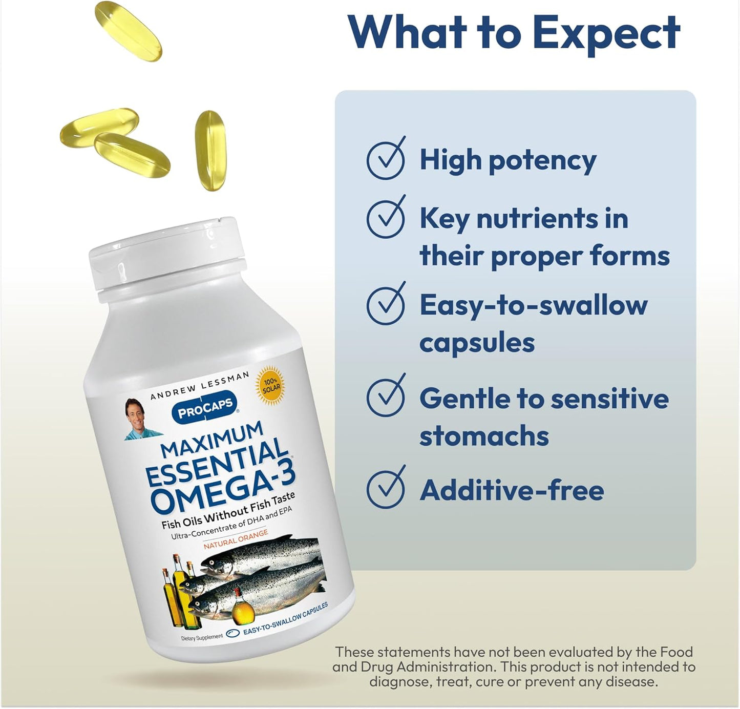 High Potency Ultra-Pure Omega-3 Softgels with DHA - 60 Orange Softgels - No Mercury, No Contaminants, Easy to Swallow