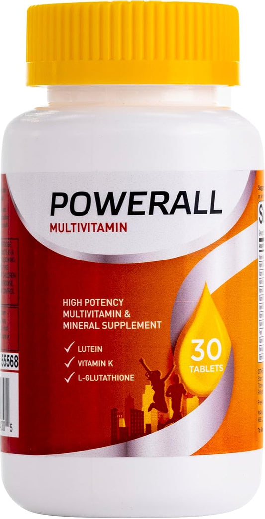 High Potency U.S. Health Club PowerAll Multivitamin for Adults - Immune, Eye & Circulatory Support - Lutein, L-Glutathione, Vitamin K - Non-GMO - 30 Count