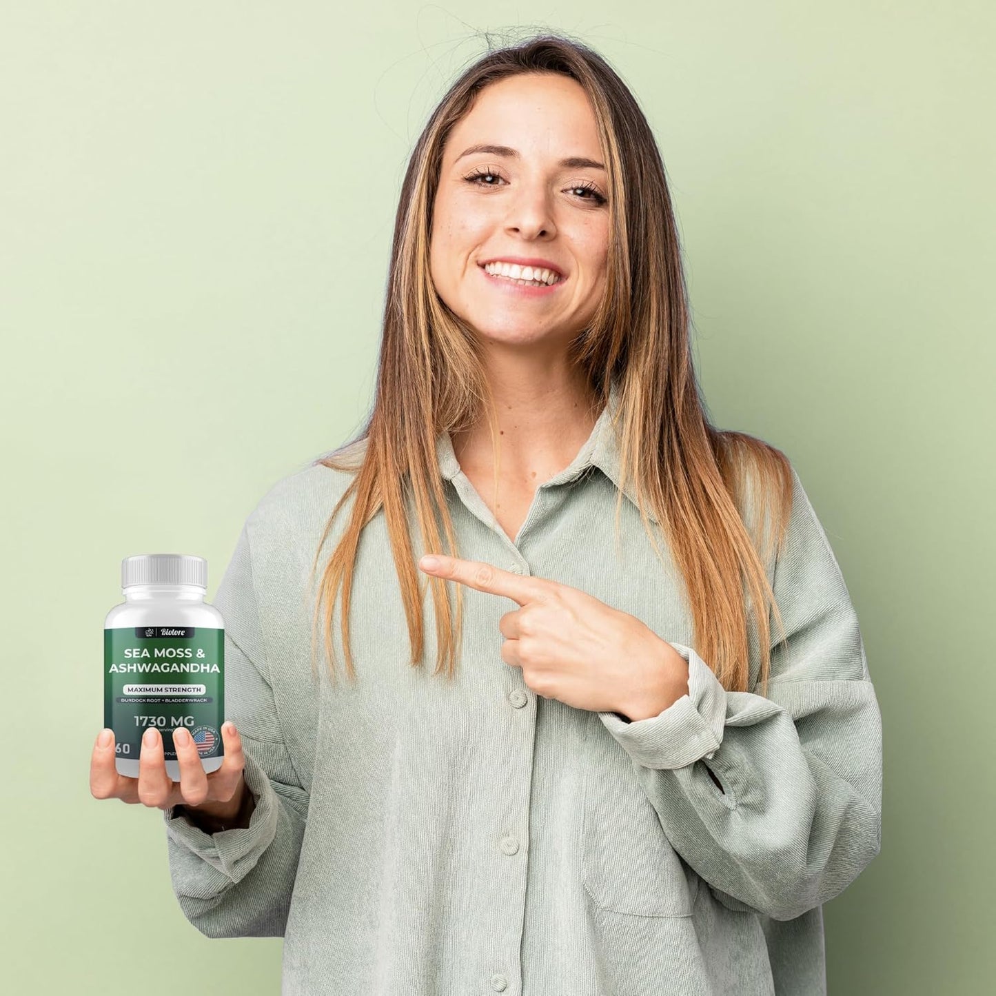 High Potency Vegan Sea Moss Gummies with Ashwagandha - 1730 MG, Irish Sea Moss, Burdock Root, Bladderwrack Extract for Digestive & Immune Support - Non-GMO, Gluten-Free (60 Count)