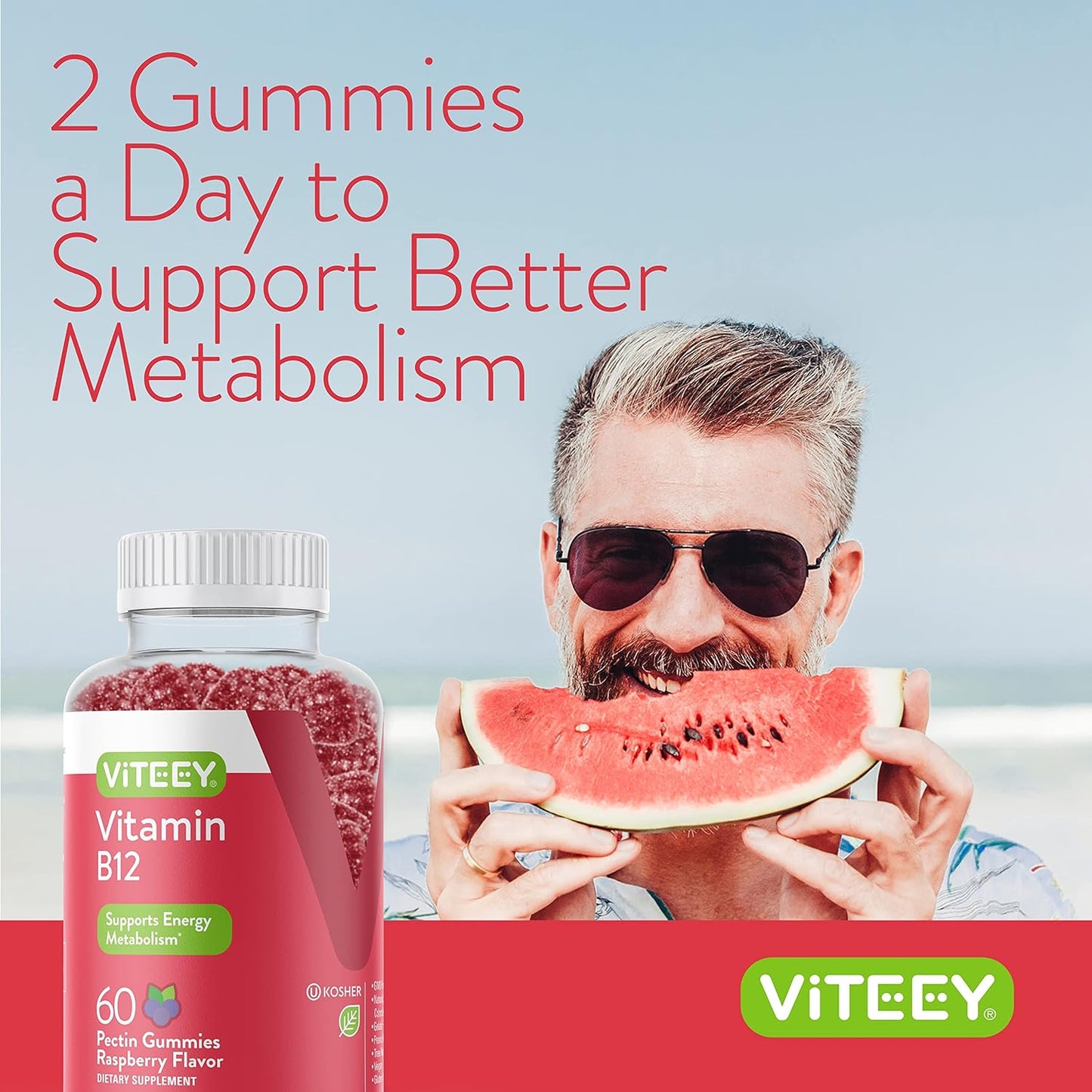 High-Potency Vegan Vitamin B12 Gummies for Energy & Immune Support - 1000mcg Raspberry Flavored Chewables for Adults & Teens - Gelatin & Gluten Free