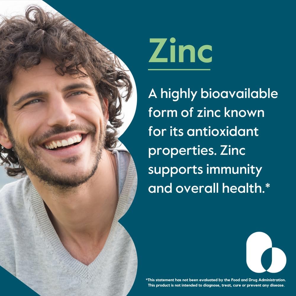 High Potency Vegan Zinc Chelate Capsules - 50mg (240 Count) - Non-GMO & Gluten-Free - No Fillers