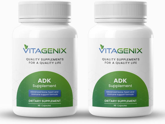High Potency VITAGENIX ADK Supplement for Immune, Bone & Heart Health - 360 Capsules for Men & Women - Vitamin A, D3 & K2 Pack