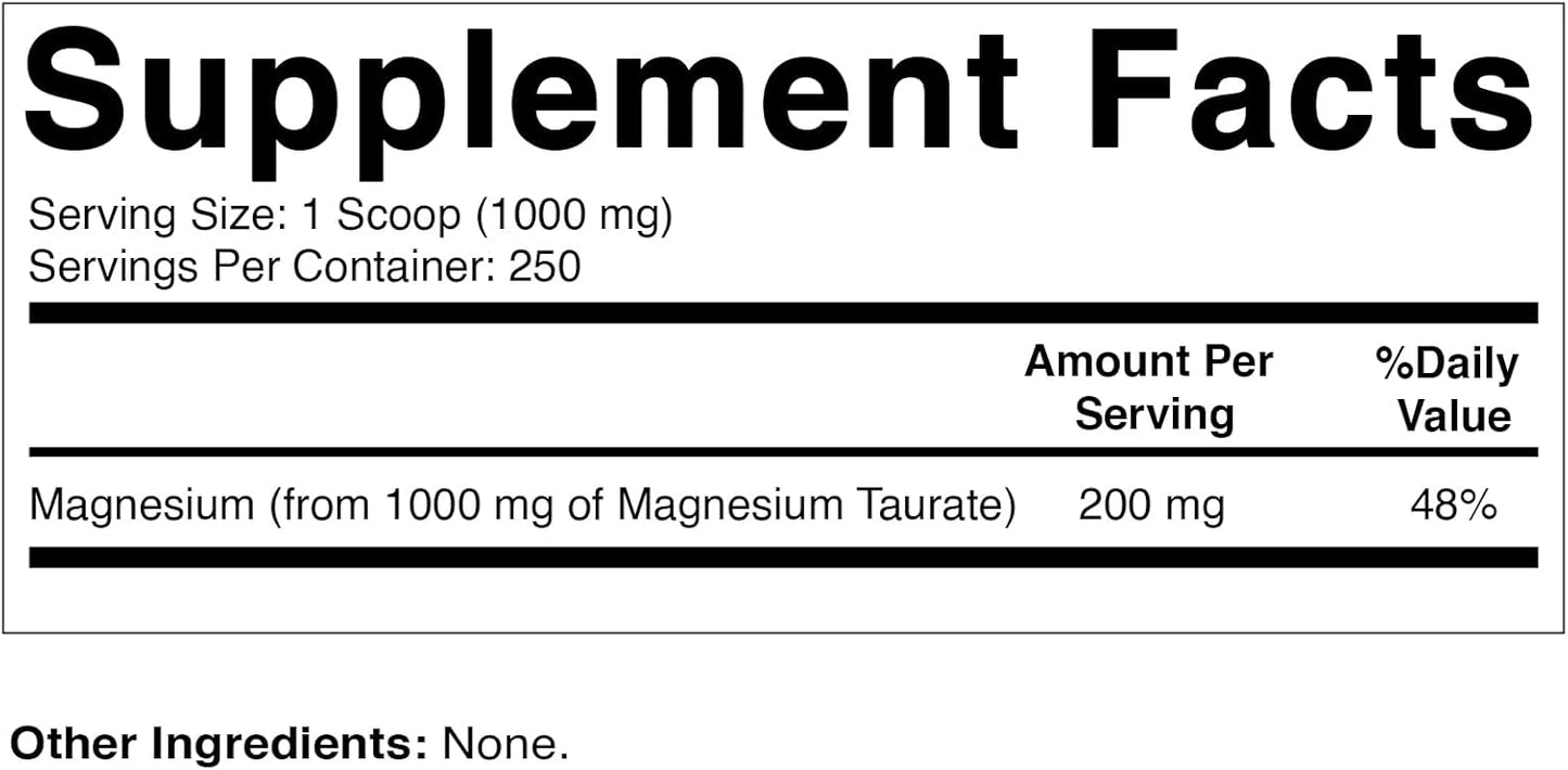 High Potency Vitamatic Magnesium Taurate 1000mg for Muscle, Joint, and Heart Health - 250 Servings