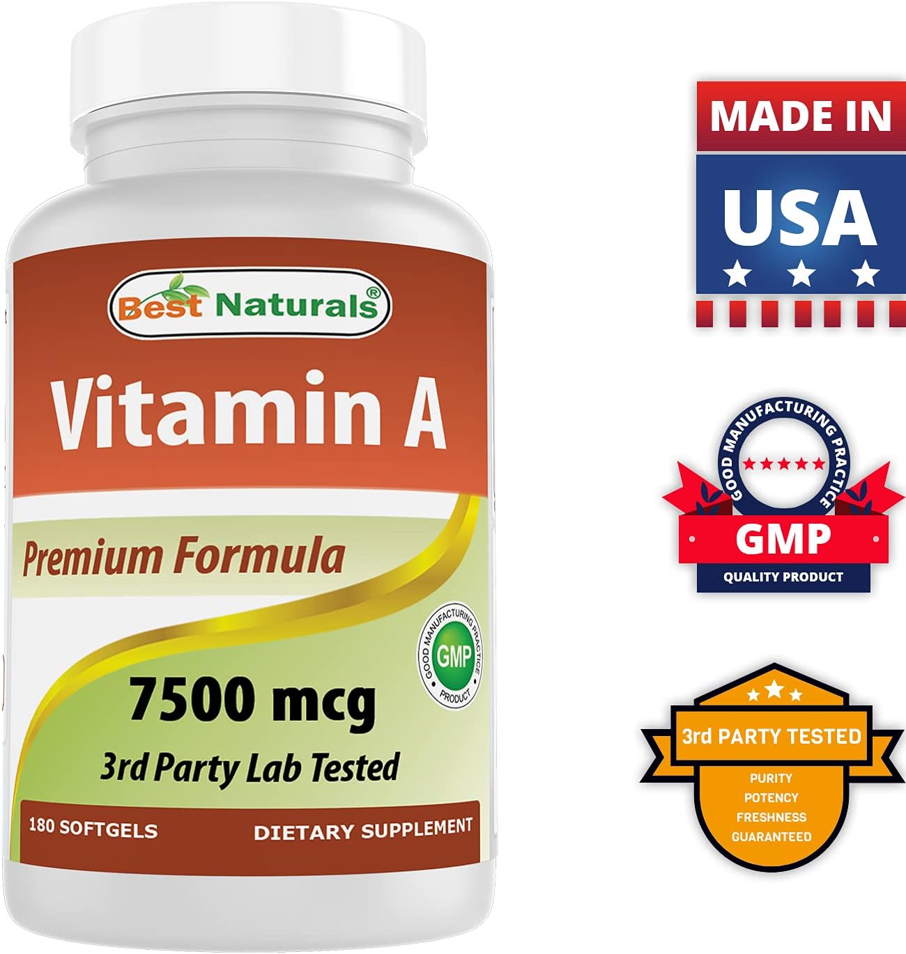 High-Potency Vitamin A 25000 IU and Vitamin C 1000 mg Dietary Supplement