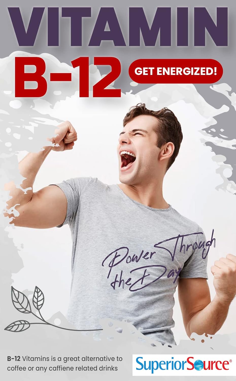 High Potency Vitamin B12 Methylcobalamin 5000 mcg Tablets for Energy & Nervous System, 60ct, Non-GMO, Quick Dissolve