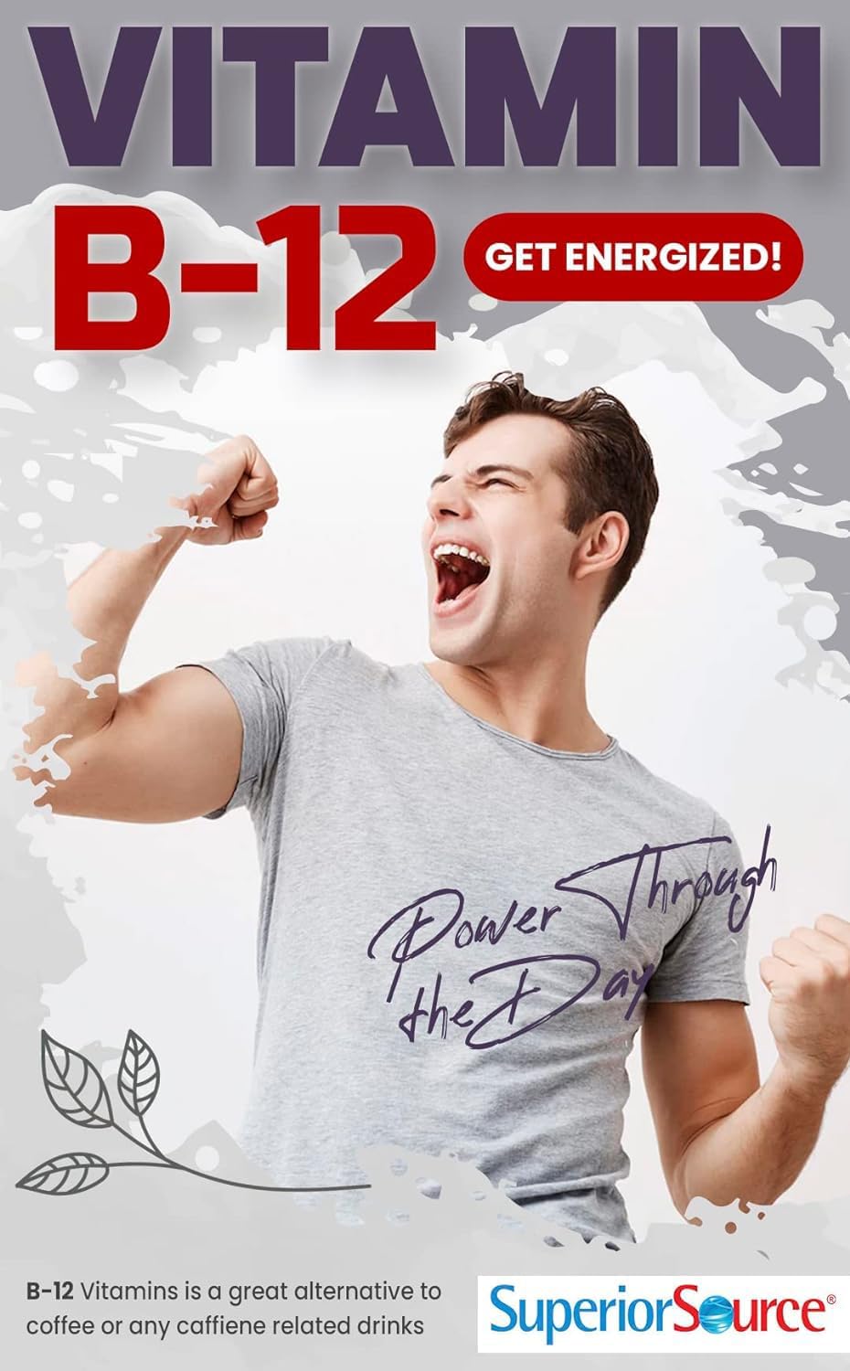 High Potency Vitamin B12 Methylcobalamin Tablets for Energy, Heart Health, Metabolism Boost, Stress Relief - 30 Ct Non-GMO