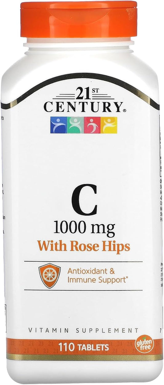 High Potency Vitamin C 1000 with Rose HIPS Caplets - 110 Count