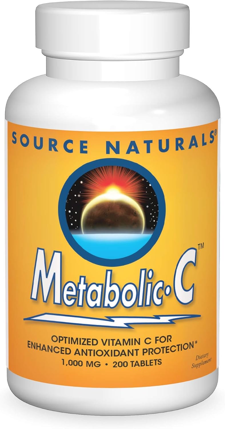 High Potency Vitamin C Supplement - Source Naturals Metabolic C, 1000mg - 200 Tablets