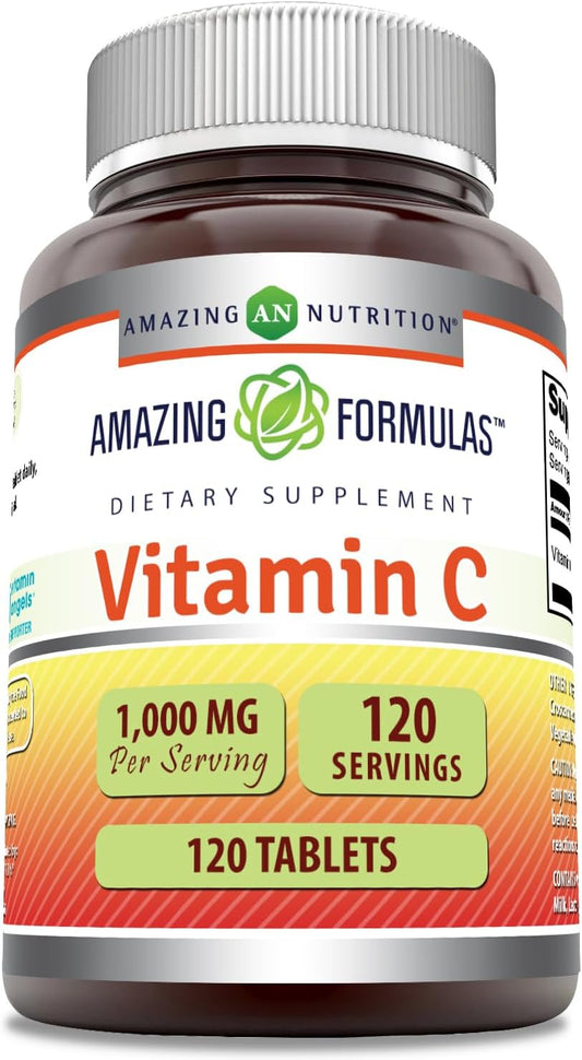High Potency Vitamin C Supplement | 1000mg Tablets | Non-GMO, Gluten-Free | Made in USA | 120 Count
