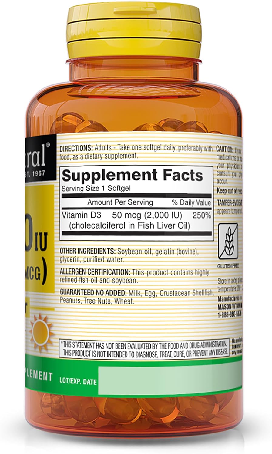 High Potency Vitamin D3 2000 IU Softgels for Bone & Immune Health - 120 Count