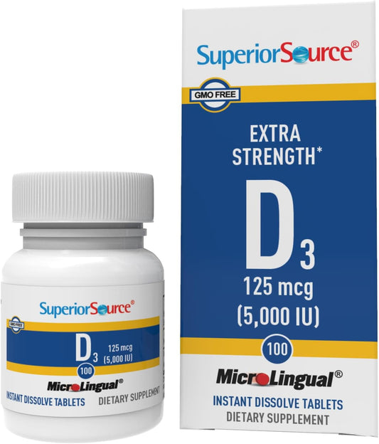 High Potency Vitamin D3 5,000 IU - 100 Tablets for Immune Health & Bone Support