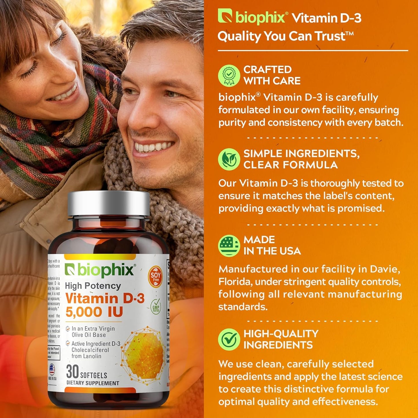 High-Potency Vitamin D3 5000 IU Softgels - 30 Count (125mcg) - Non-GMO Soy Free Supplement for Strong Bones & Immune Health